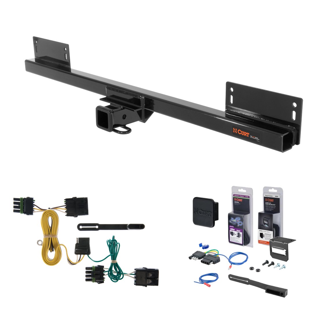 1991 - 1995 Jeep Wrangler YJ, excluding Renegade Curt 2" Class 3 Trailer Tow Hitch + 5-Flat Wiring Kit Tow Boat/Utility Trailer with Surge Brakes 13657 thumbnail 0