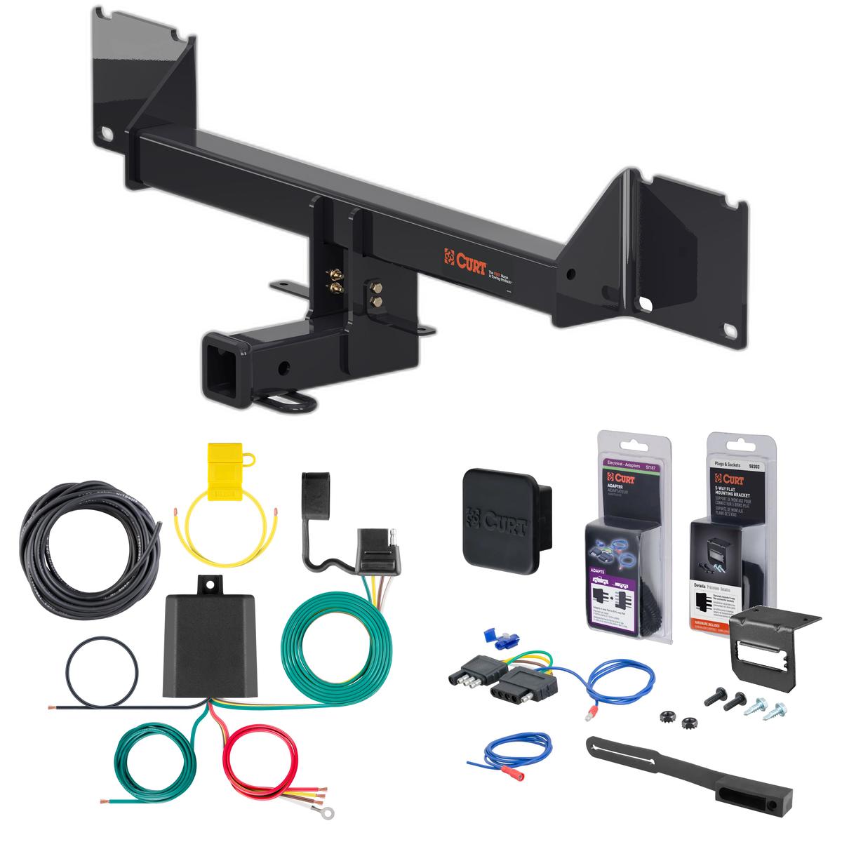 17 - 19 Mercedes-Benz GLE43 AMG Curt 2" Class 3 Trailer Tow Hitch + 5-Flat Wiring Kit Tow Boat/Utility Trailer with Surge Brakes 13294 thumbnail 0