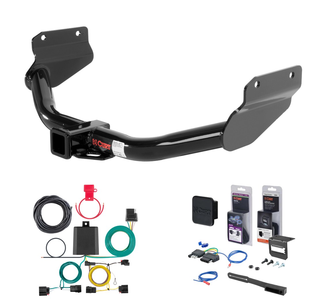 2014 - 2021 Jeep Grand Cherokee Excluding SRT, SRT8 or Trackhawk Curt 2" Class 3 Trailer Tow Hitch + 5-Flat Wiring Kit Tow Boat/Utility Trailer with Surge Brakes 13182 thumbnail 0