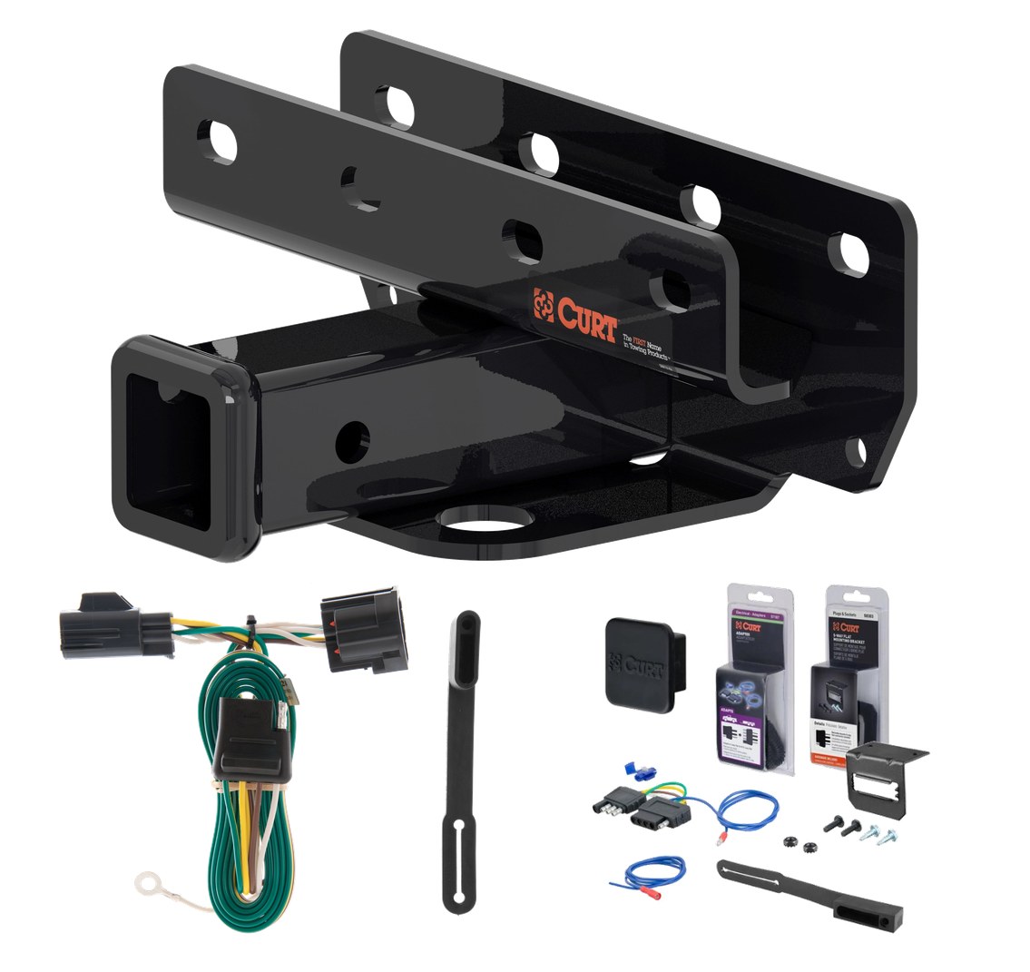 2007 - 2018 Jeep Wrangler JK Curt 2" Class 3 Trailer Tow Hitch + 5-Flat Wiring Kit Tow Boat/Utility Trailer with Surge Brakes 13392 thumbnail 0