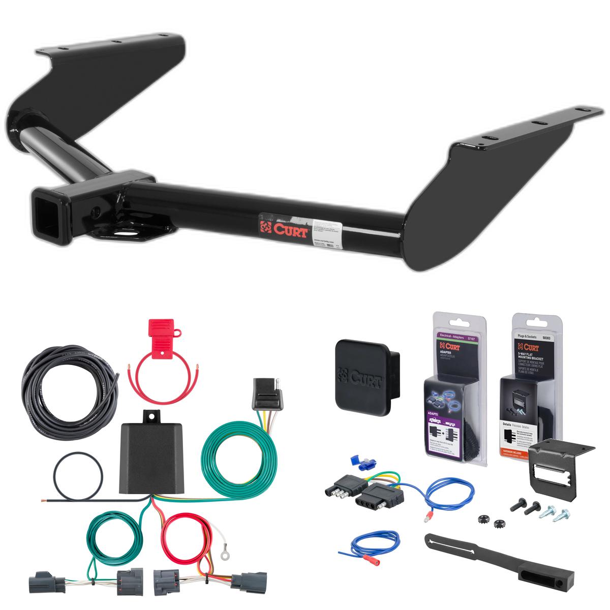 08 - 12 Jeep Liberty Curt 2" Class 3 Trailer Tow Hitch + 5-Flat Wiring Kit Tow Boat/Utility Trailer with Surge Brakes 13245 thumbnail 0