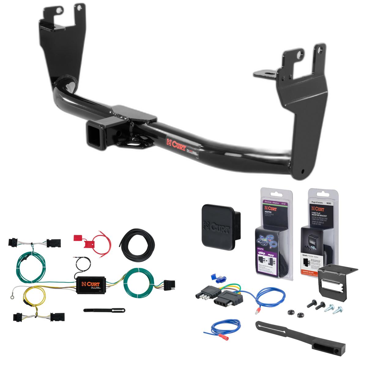 15 - 23 Jeep Renegade Curt 2" Class 3 Trailer Tow Hitch + 5-Flat Wiring Kit Tow Boat/Utility Trailer with Surge Brakes 13269 thumbnail 0