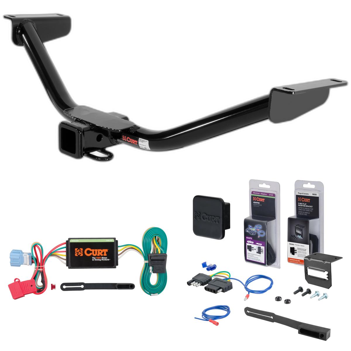 10 - 12 Acura RDX  Curt 2" Class 3 Trailer Tow Hitch + 5-Flat Wiring Kit Tow Boat/Utility Trailer with Surge Brakes 13154 thumbnail 0