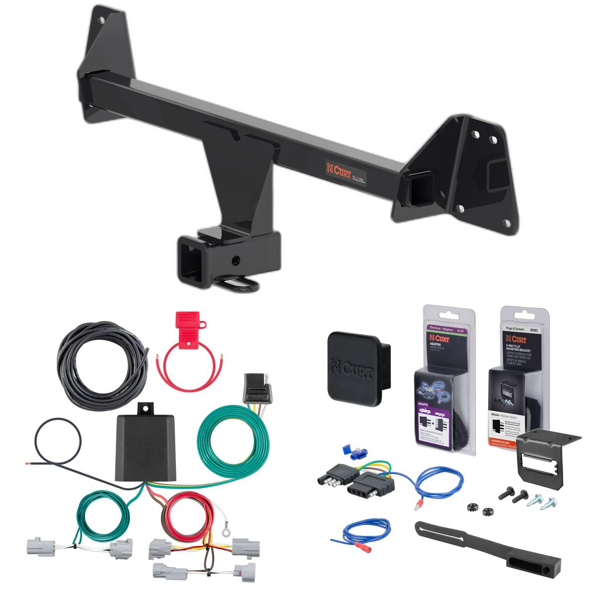 22 - 24 Toyota Corolla Cross Without LED Tailights Curt 2" Class 1 Trailer Tow Hitch + 5-Flat Wiring Kit Tow Boat/Utility Trailer with Surge Brakes 11637 thumbnail 0