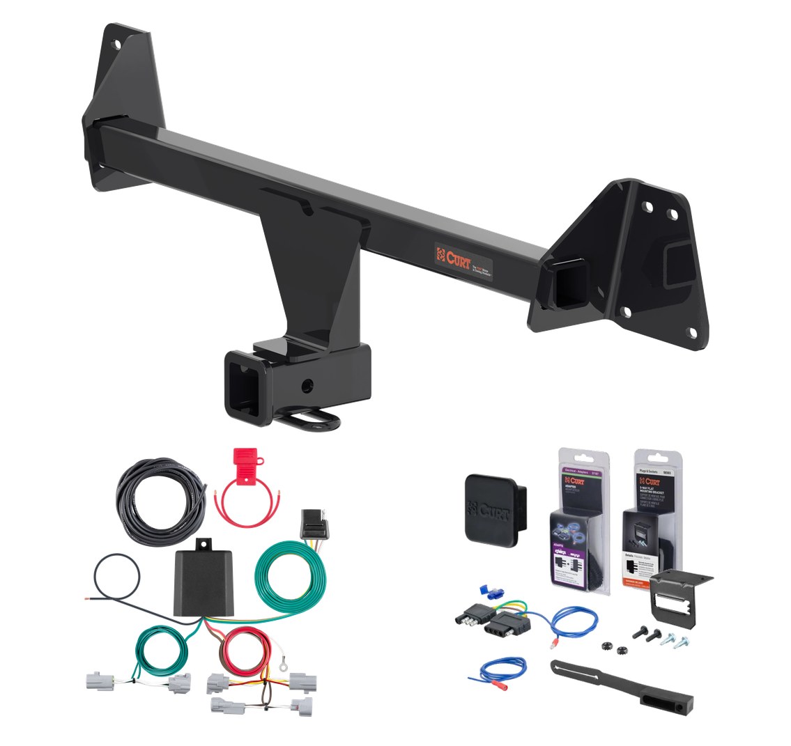 2022 - 2026 Toyota Corolla Cross Without LED Tailights Curt 2" Class 1 Trailer Tow Hitch + 5-Flat Wiring Kit Tow Boat/Utility Trailer with Surge Brakes 11637 thumbnail 0