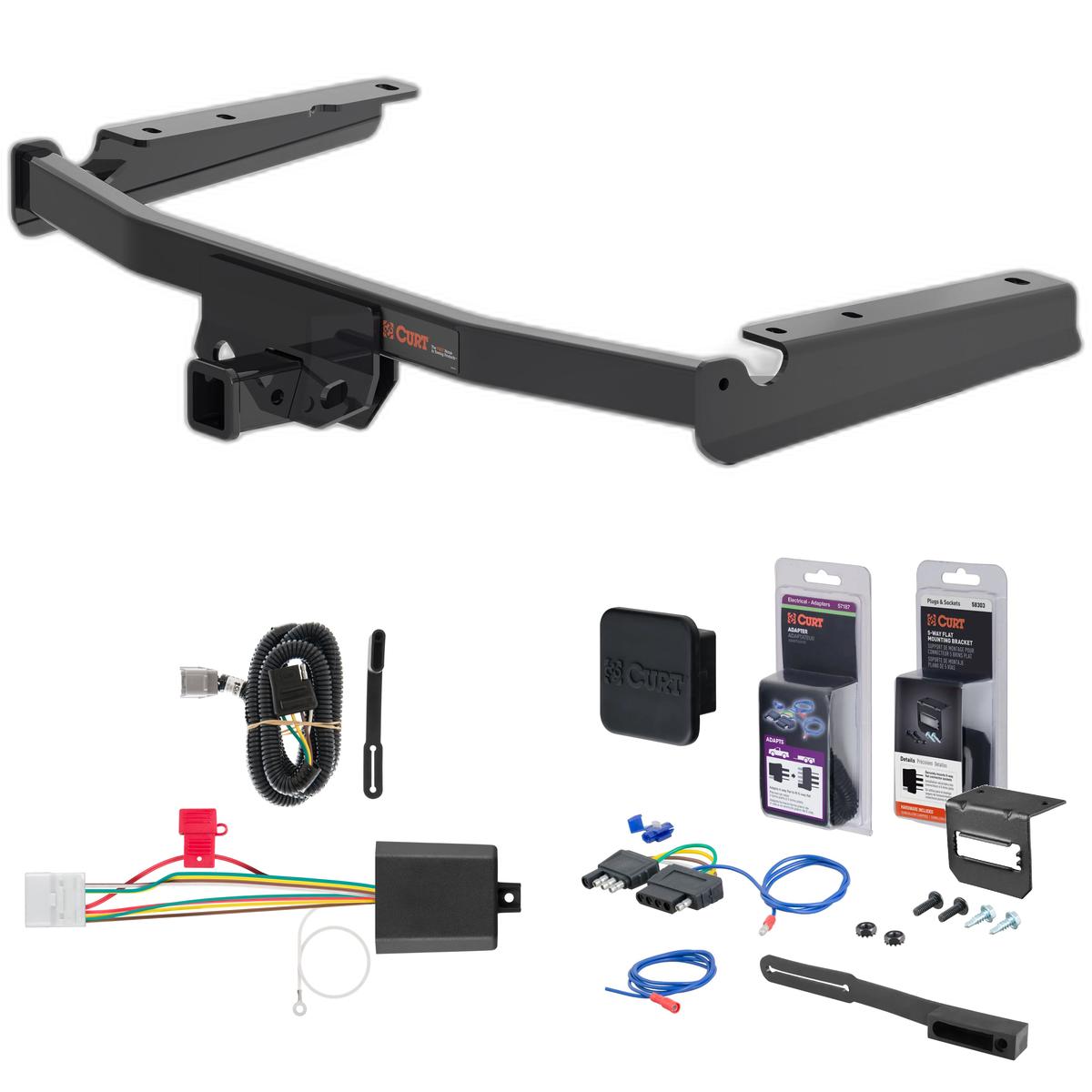 20 - 24 Toyota Highlander Curt 2" Class 3 Trailer Tow Hitch + 5-Flat Wiring Kit Tow Boat/Utility Trailer with Surge Brakes 13453-2 thumbnail 0