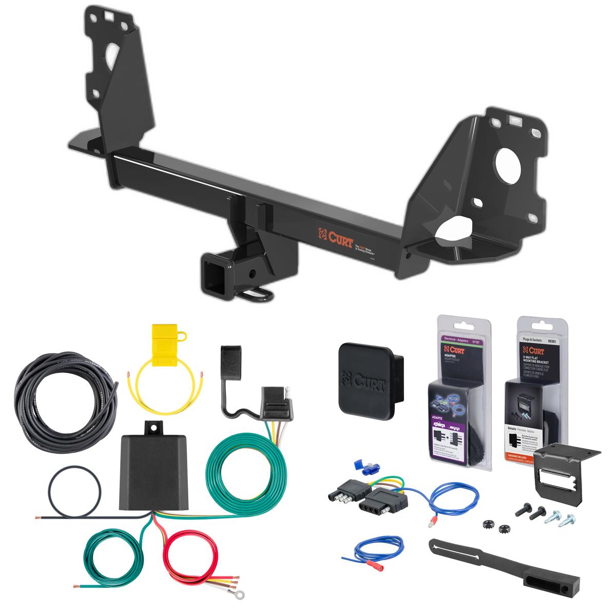 17 - 25 Audi Q7 Curt 2" Class 3 Trailer Tow Hitch + 5-Flat Wiring Kit Tow Boat/Utility Trailer with Surge Brakes 13277 thumbnail 0