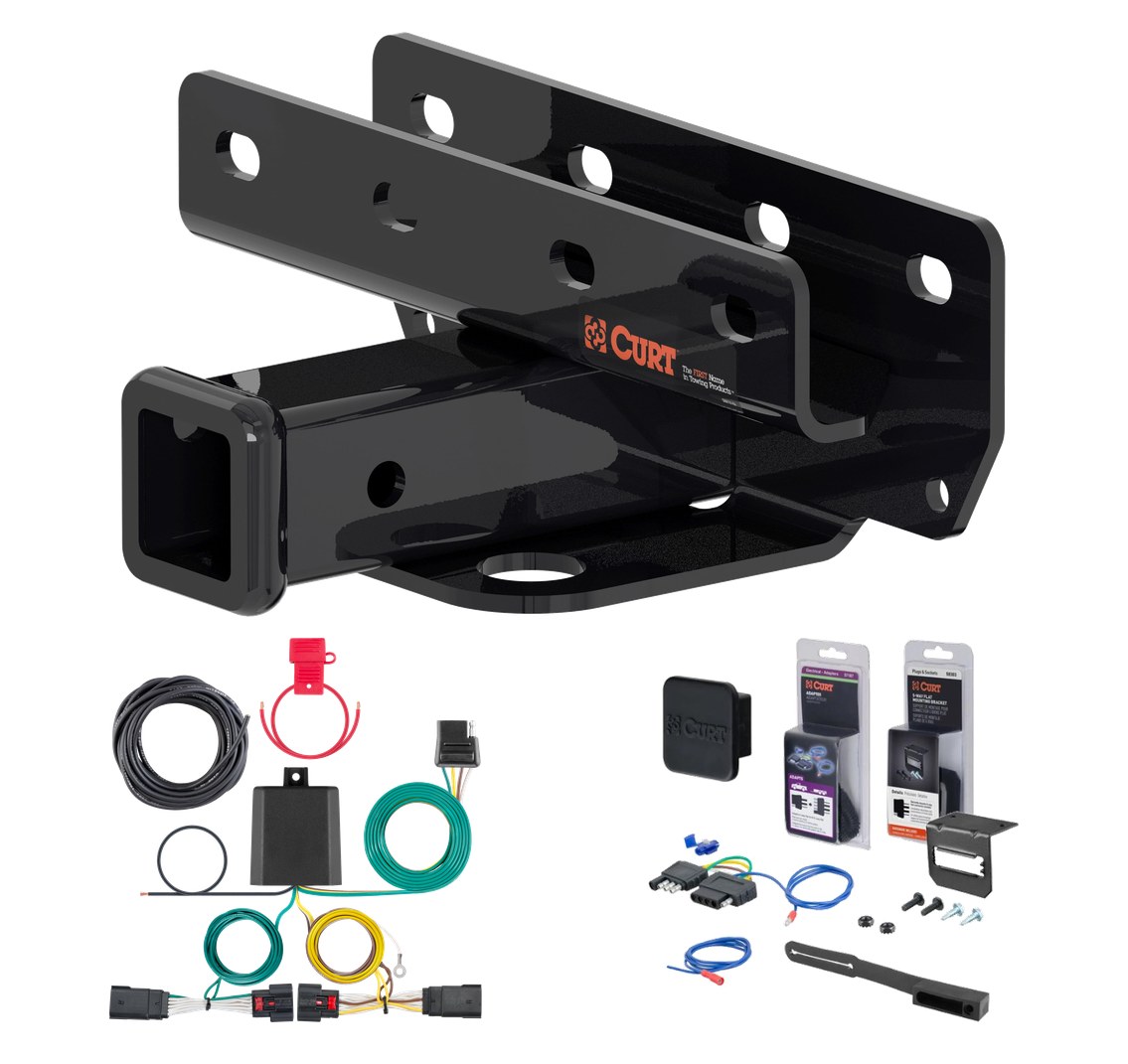 2018 - 2026 Jeep Wrangler JL, excluding diesel Curt 2" Class 3 Trailer Tow Hitch + 5-Flat Wiring Kit Tow Boat/Utility Trailer with Surge Brakes 13392 thumbnail 0