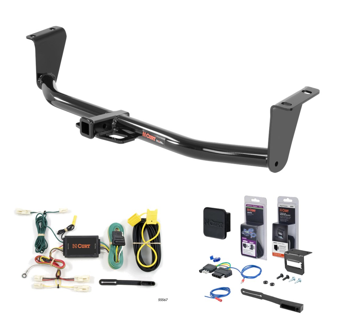 2014 - 2019 Toyota Corolla Sedan Curt 1-1/4" Class 1 Trailer Tow Hitch + 5-Flat Wiring Kit Tow Boat/Utility Trailer with Surge Brakes 11265 thumbnail 0