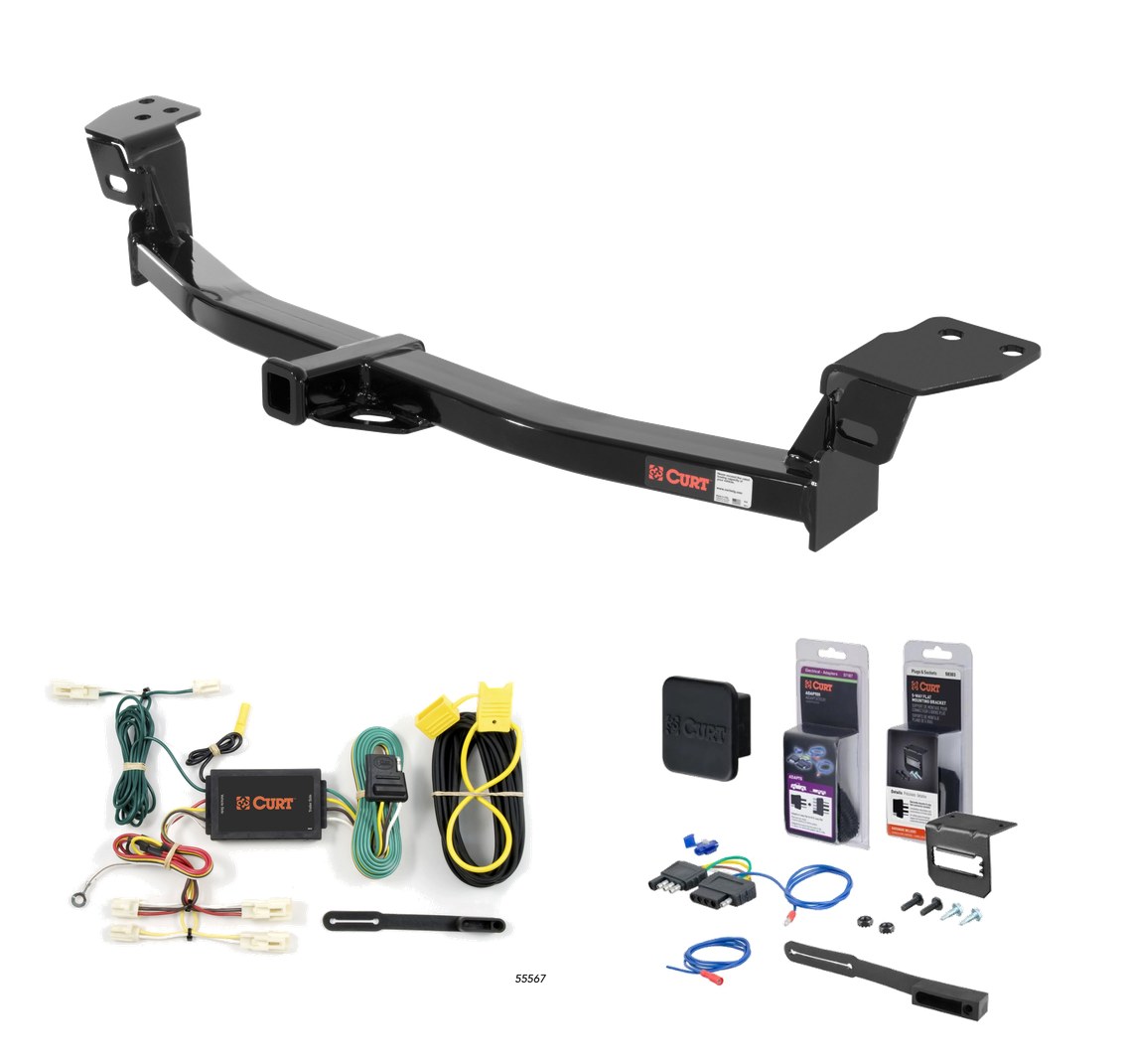 2007 - 2011 Toyota Camry Excluding SE & Hybrid Curt 1-1/4" Class 2 Trailer Tow Hitch + 5-Flat Wiring Kit Tow Boat/Utility Trailer with Surge Brakes 12343 thumbnail 0