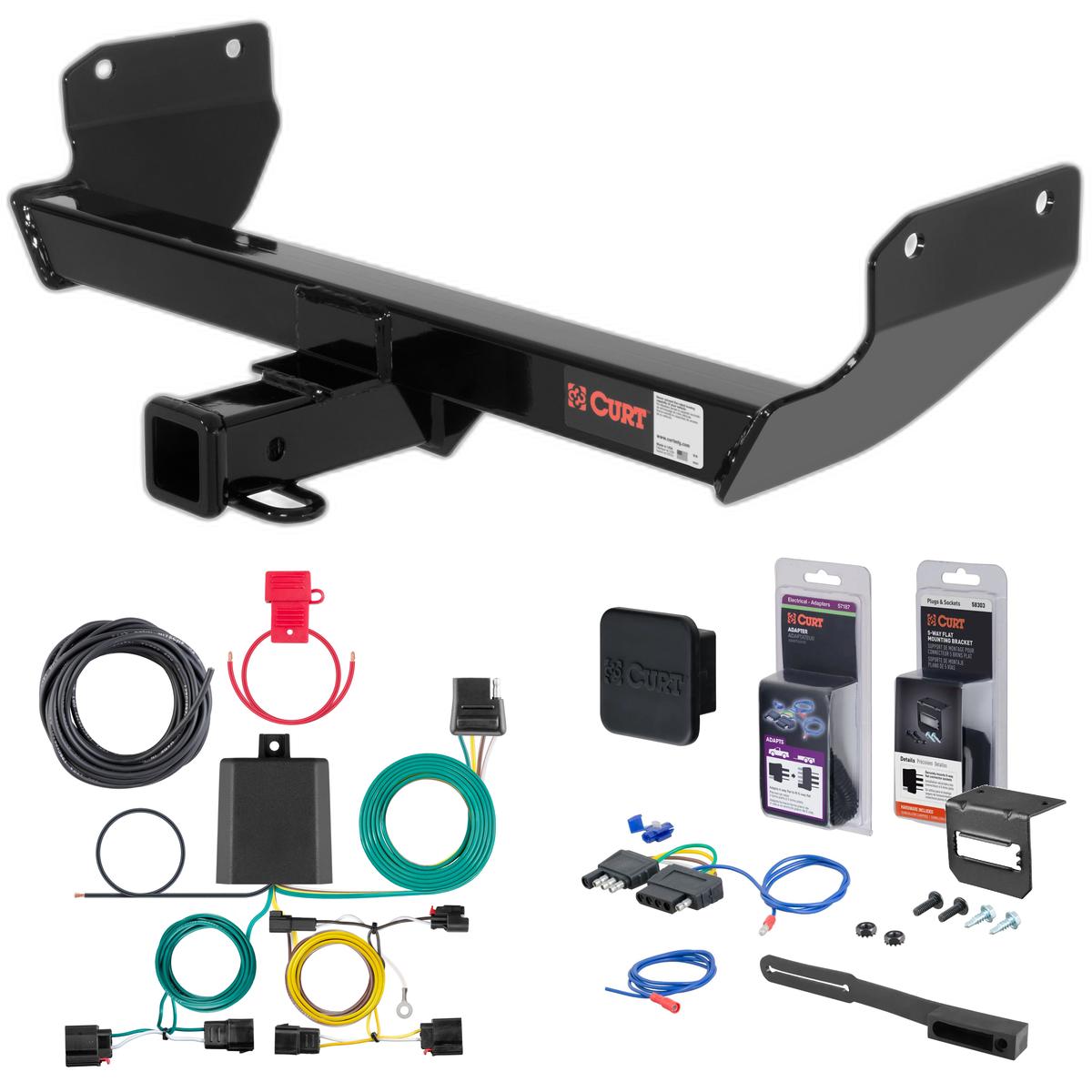 2022 Jeep Grand Cherokee WK Curt 2" Class 3 Trailer Tow Hitch + 5-Flat Wiring Kit Tow Boat/Utility Trailer with Surge Brakes 13065 thumbnail 0