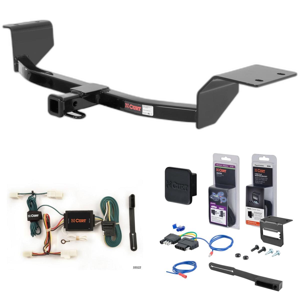 00 - 02 Toyota Echo Excluding Canadian models Curt 1-1/4" Class 1 Trailer Tow Hitch + 5-Flat Wiring Kit Tow Boat/Utility Trailer with Surge Brakes 11289 thumbnail 0