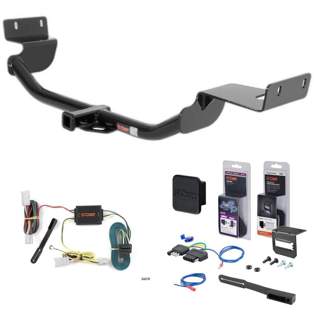 10 - 13 Kia Forte Sedan Curt 1-1/4" Class 1 Trailer Tow Hitch + 5-Flat Wiring Kit Tow Boat/Utility Trailer with Surge Brakes 11434 thumbnail 0