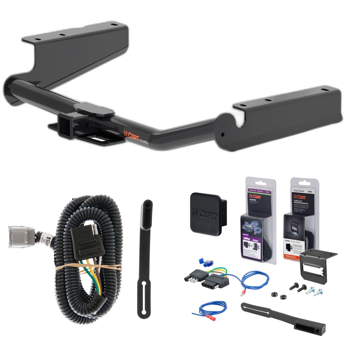 20 - 24 Toyota Highlander Excluding XSE Curt 2" Class 3 Trailer Tow Hitch + 5-Flat Wiring Kit Tow Boat/Utility Trailer with Surge Brakes 13460 thumbnail 0