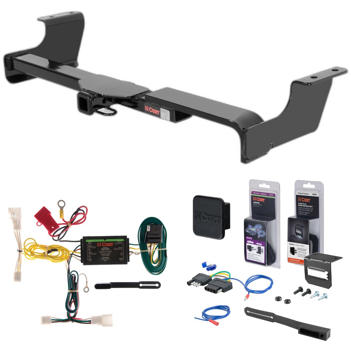 04 - 09 Toyota Prius Curt 1-1/4" Class 1 Trailer Tow Hitch + 5-Flat Wiring Kit Tow Boat/Utility Trailer with Surge Brakes 11468 thumbnail 0