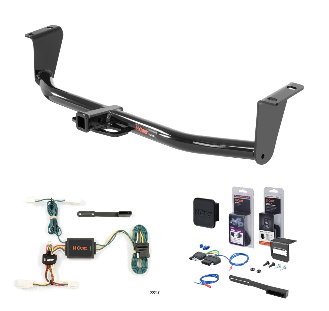 2003 - 2013 Toyota Corolla Sedan Curt 1-1/4" Class 1 Trailer Tow Hitch + 5-Flat Wiring Kit Tow Boat/Utility Trailer with Surge Brakes 11265 thumbnail 0
