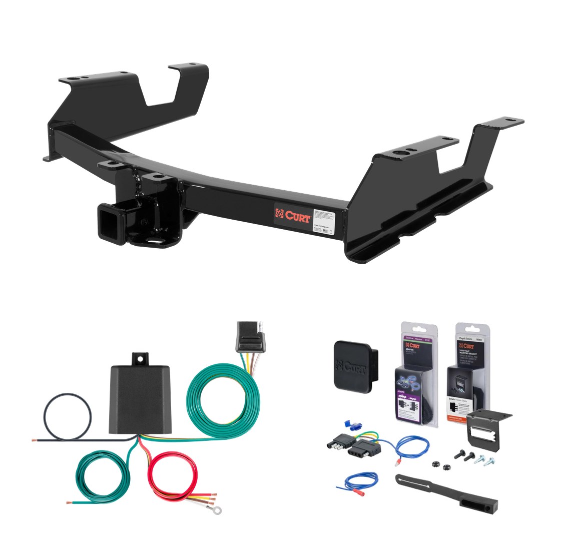 2011 - 2014 Chevrolet Silverado 2500 HD 8' bed, excluding factory receiver, Tommy Gate lift or cab & chassis Curt 2" Class 3 Trailer Tow Hitch + 5-Flat Wiring Kit Tow Boat/Utility Trailer with Surge Brakes 13061 thumbnail 0