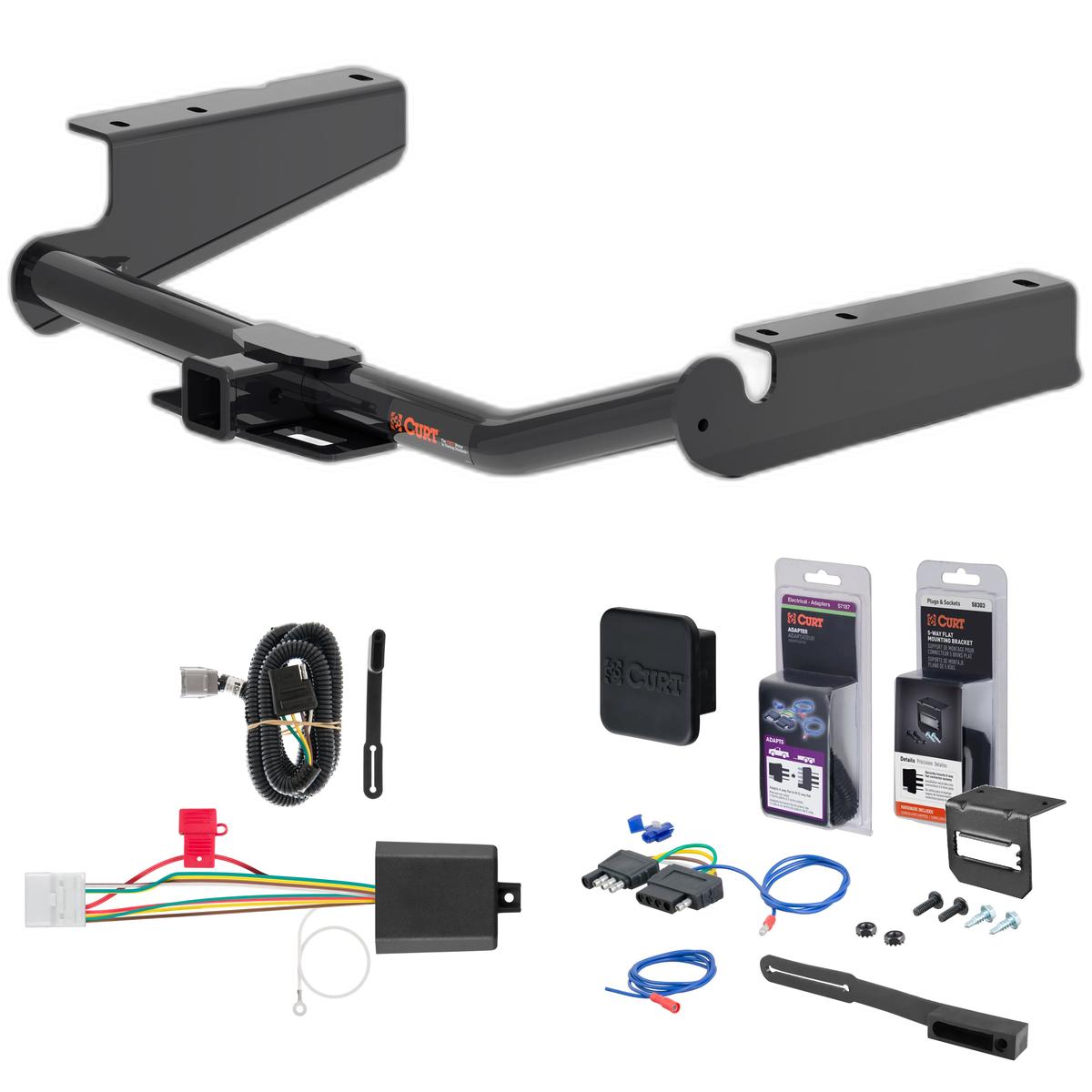 20 - 24 Toyota Highlander Excluding XSE Curt 2" Class 3 Trailer Tow Hitch + 5-Flat Wiring Kit Tow Boat/Utility Trailer with Surge Brakes 13460-6 thumbnail 0