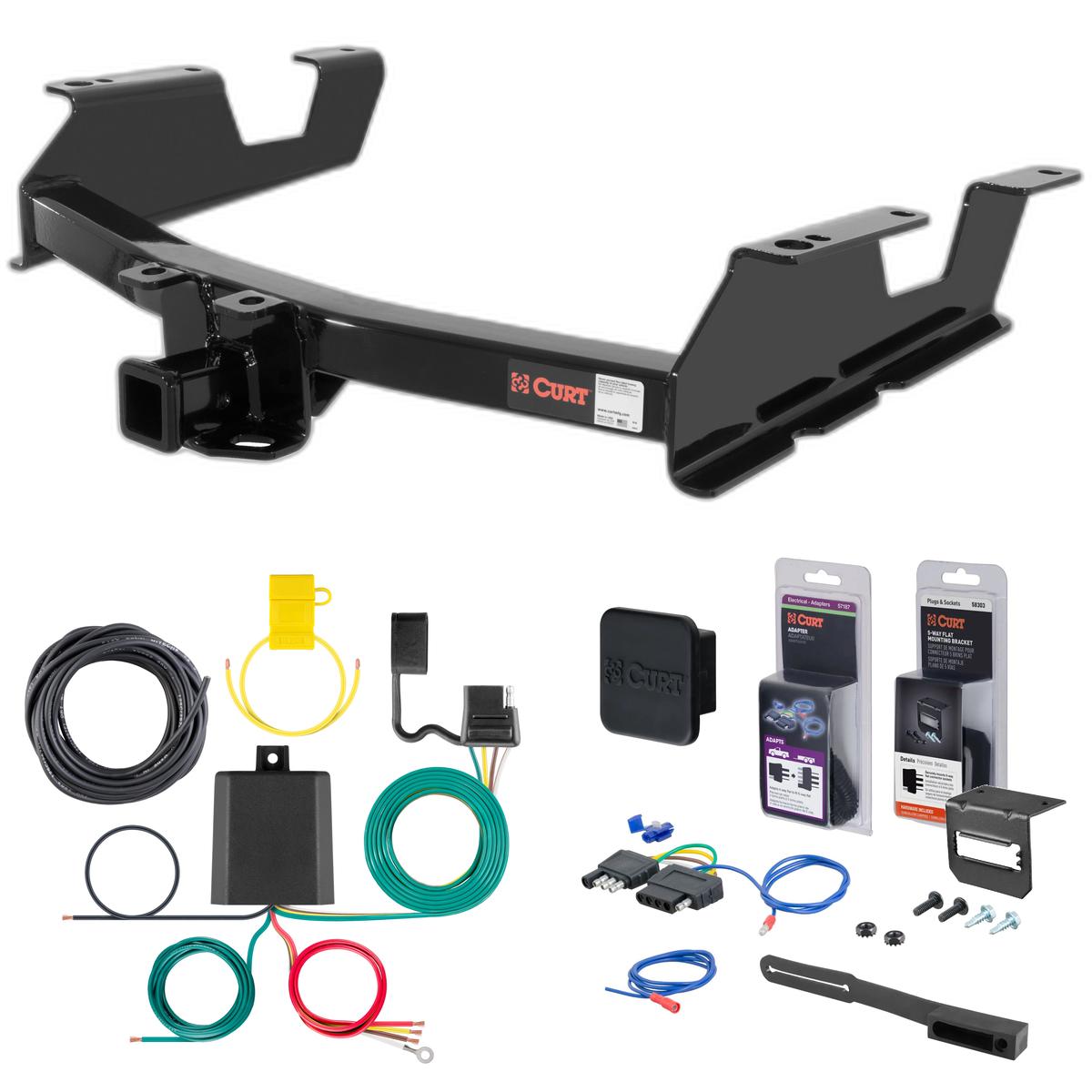 11 - 14 Chevrolet Silverado 2500 HD 8' bed, excluding factory receiver, Tommy Gate lift or cab & chassis Curt 2" Class 4 Trailer Tow Hitch + 5-Flat Wiring Kit Tow Boat/Utility Trailer with Surge Brakes 14061 thumbnail 0