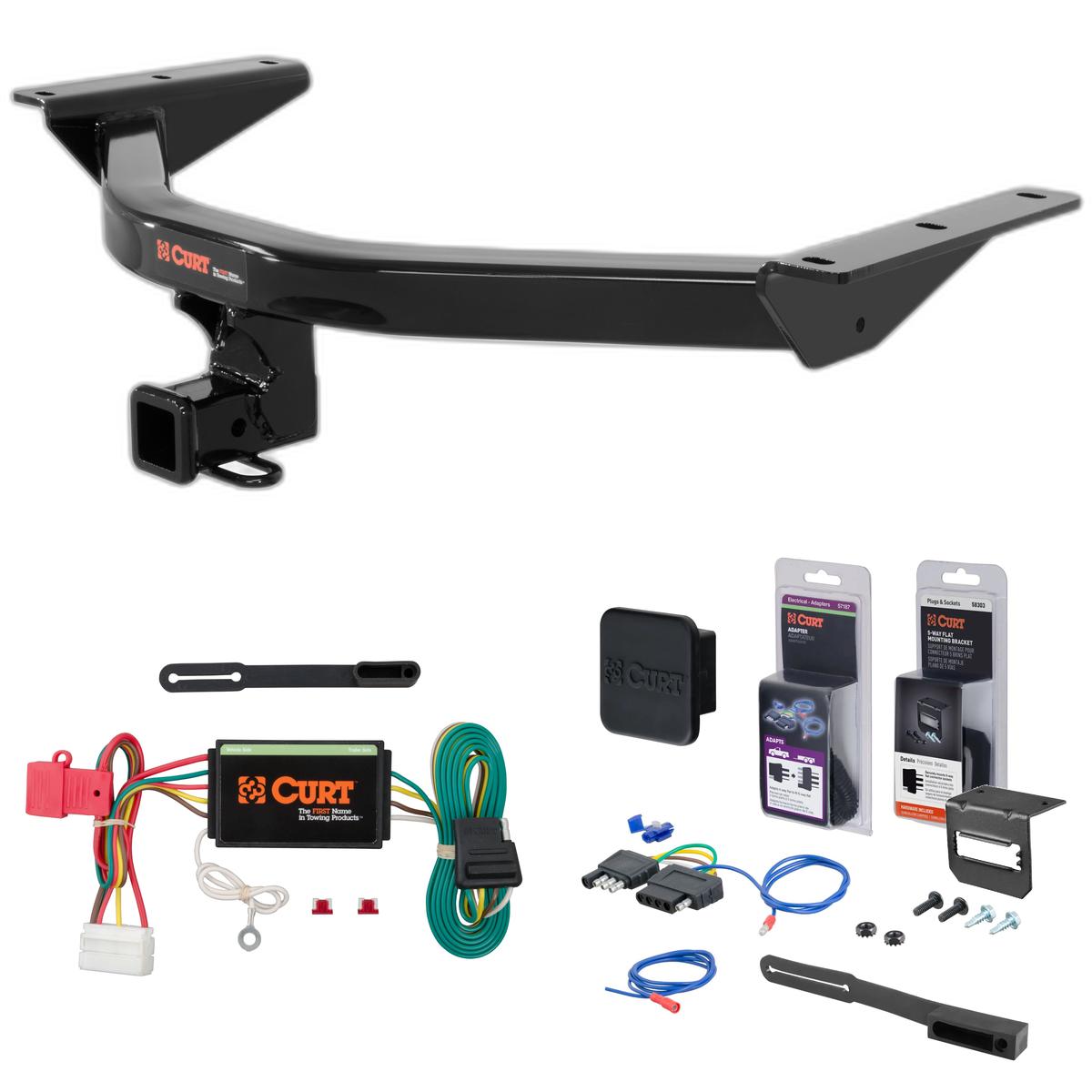 14 - 20 Acura MDX  Curt 2" Class 3 Trailer Tow Hitch + 5-Flat Wiring Kit Tow Boat/Utility Trailer with Surge Brakes 13146 thumbnail 0