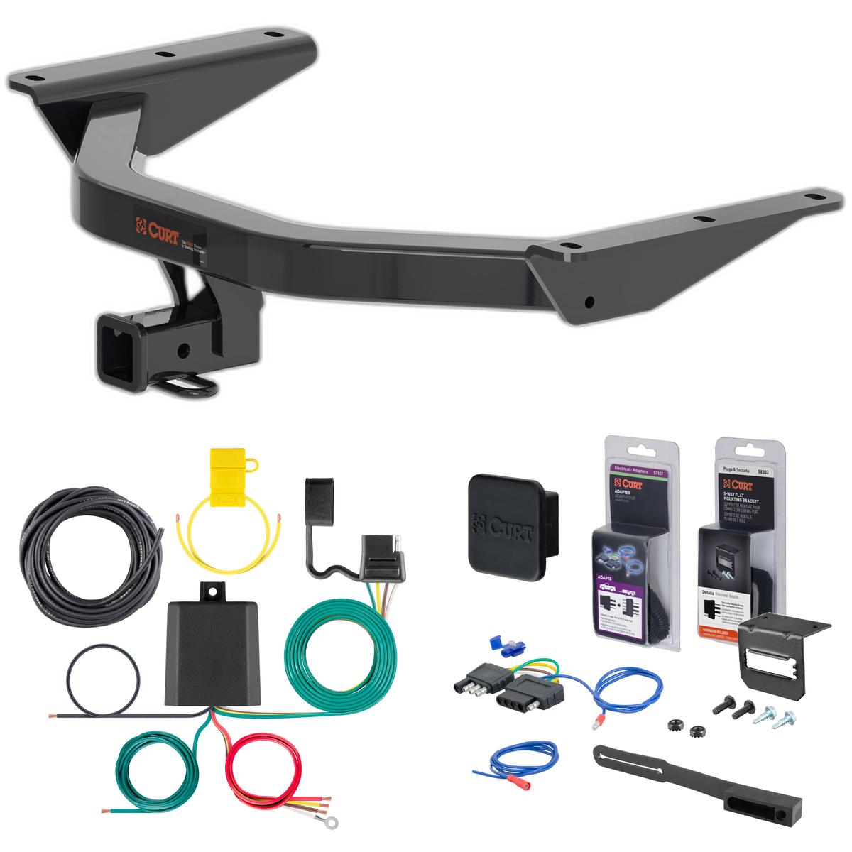 21 - 25 Acura MDX  Curt 2" Class 3 Trailer Tow Hitch + 5-Flat Wiring Kit Tow Boat/Utility Trailer with Surge Brakes 13472 thumbnail 0