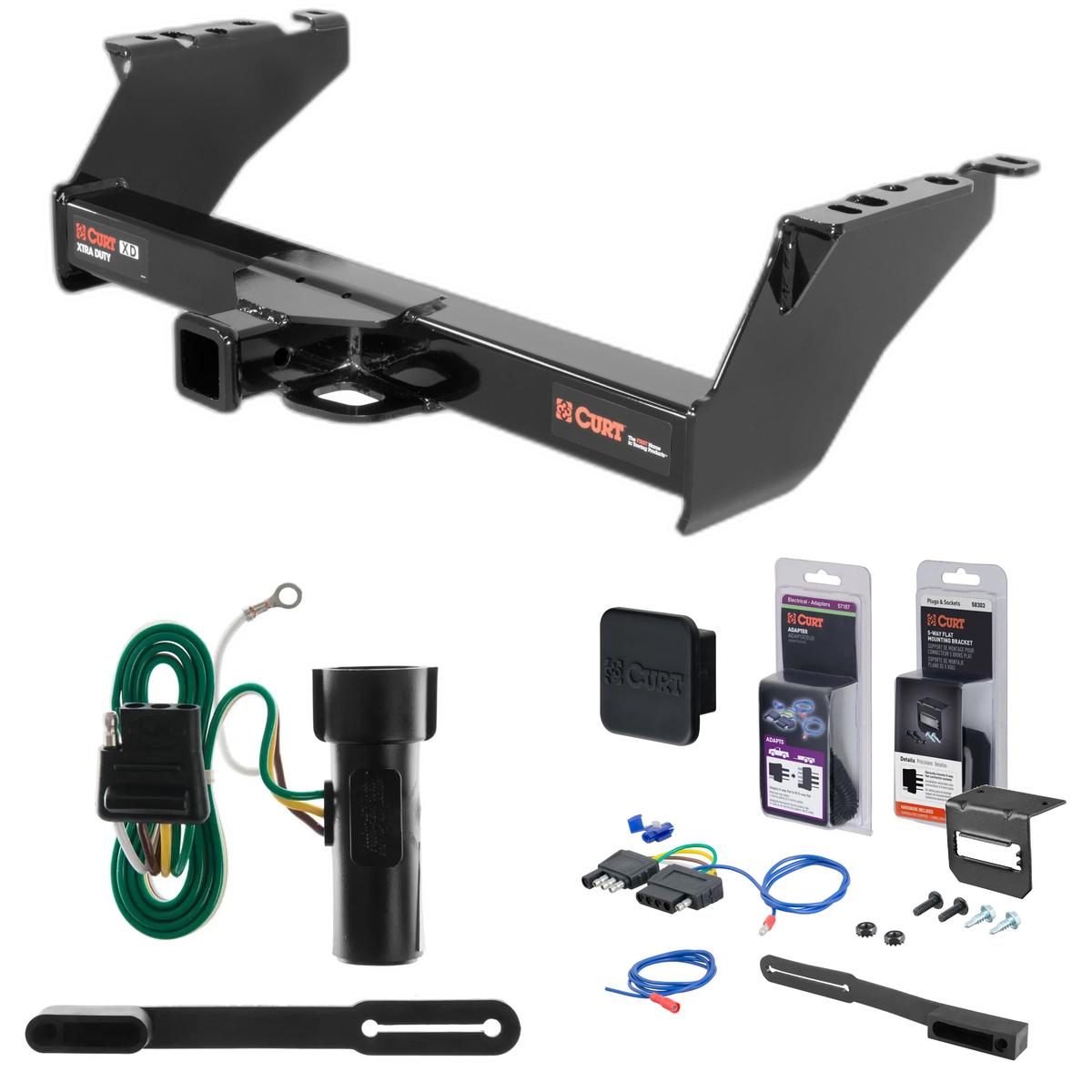 73 - 99 Ford F-250 Old body, excluding 10" drop bumper and 73 - 79 crew cab Curt 2" Class 5 Trailer Tow Hitch + 5-Flat Wiring Kit Tow Boat/Utility Trailer with Surge Brakes 15300 thumbnail 0