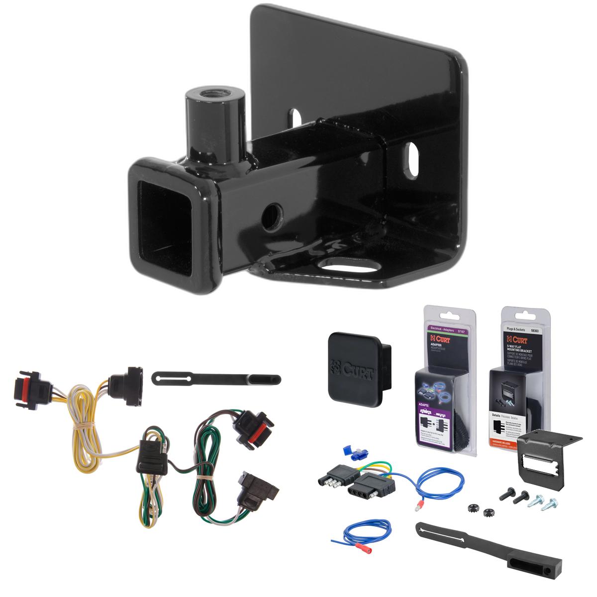 06 - 09 Mitsubishi Raider Curt 2" Class 3 Trailer Tow Hitch + 5-Flat Wiring Kit Tow Boat/Utility Trailer with Surge Brakes 13229-1 thumbnail 0