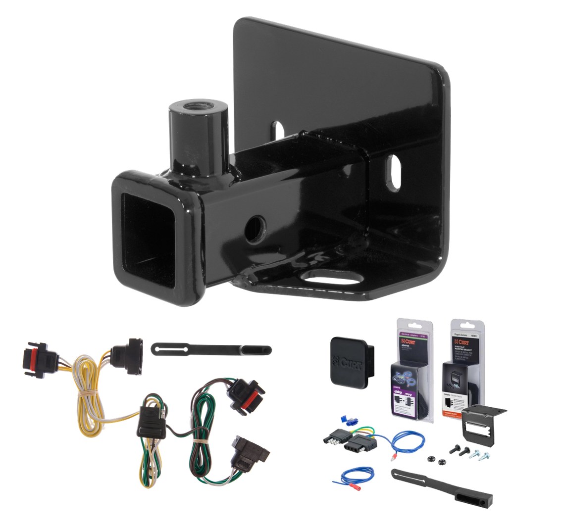 2006 - 2009 Mitsubishi Raider Curt 2" Class 3 Trailer Tow Hitch + 5-Flat Wiring Kit Tow Boat/Utility Trailer with Surge Brakes 13229-1 thumbnail 0