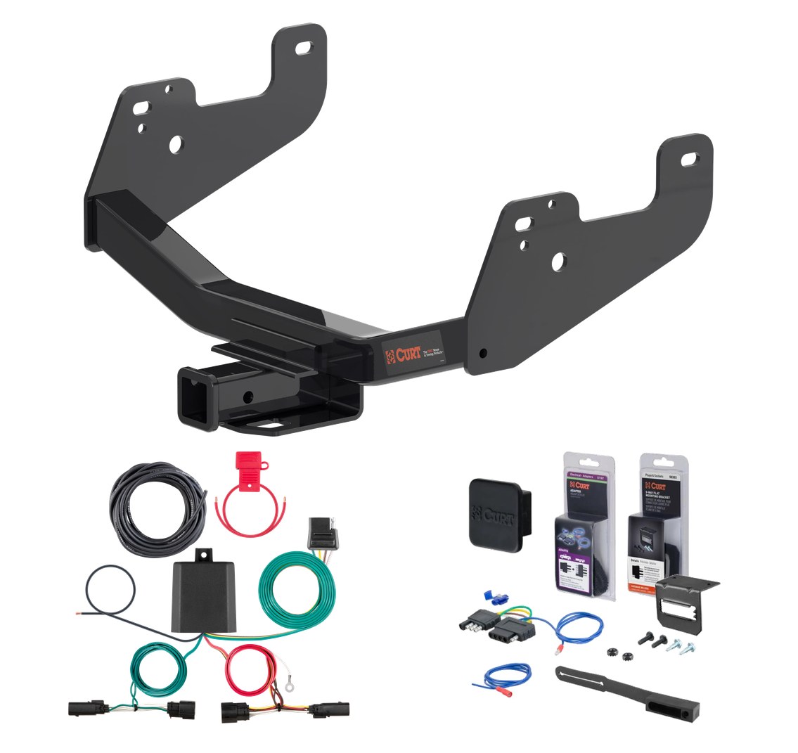 2015 - 2026 Ford F-150 w/ LED Tailights With factory receiver Curt 2" Class 4 Trailer Tow Hitch + 4-way Wiring Kit Tow Boat/Utility Trailer with Surge Brakes 14021 thumbnail 0