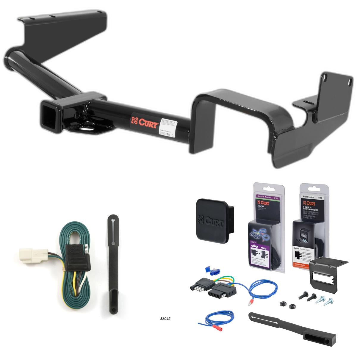 08 - 13 Toyota Highlander Curt 2" Class 3 Trailer Tow Hitch + 5-Flat Wiring Kit Tow Boat/Utility Trailer with Surge Brakes 13534-9 thumbnail 0