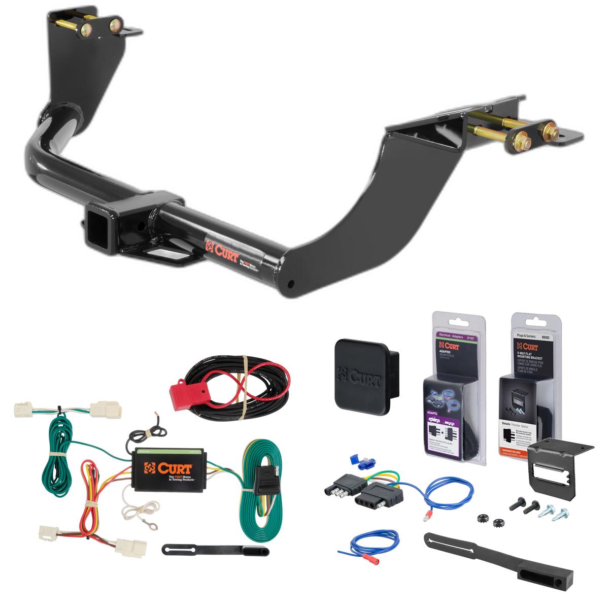 14 - 20 Mitsubishi Outlander Curt 2" Class 3 Trailer Tow Hitch + 5-Flat Wiring Kit Tow Boat/Utility Trailer with Surge Brakes 13163 thumbnail 0