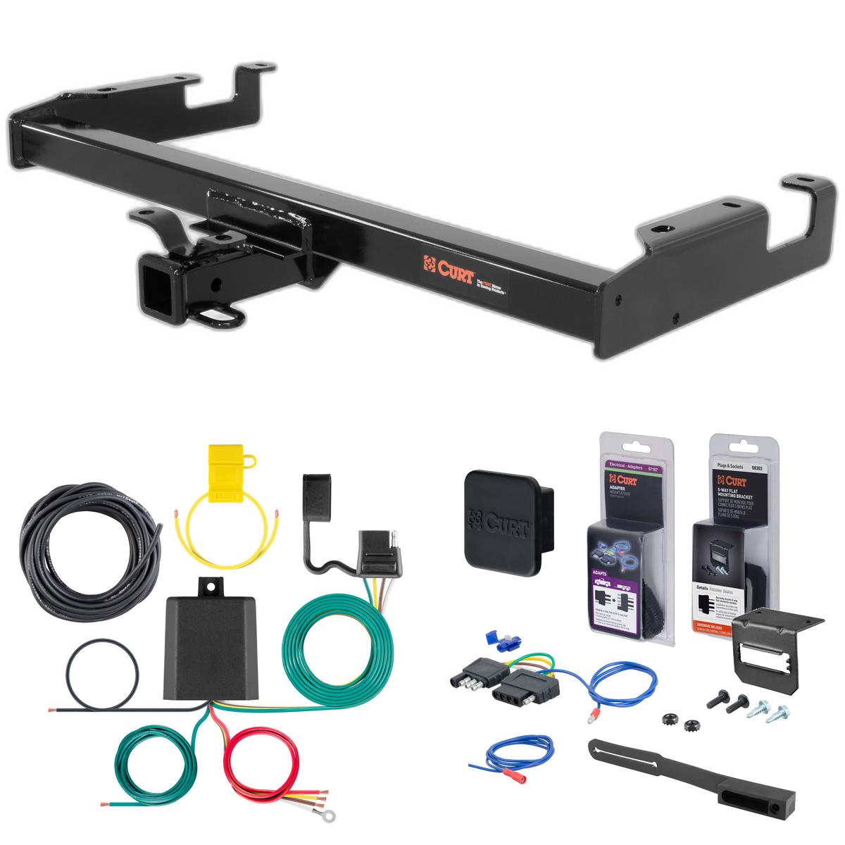 01 - 06 Chevrolet Silverado 2500 HD 8' bed, excluding factory receiver, Tommy Gate lift or cab & chassis Curt 2" Class 4 Trailer Tow Hitch + 5-Flat Wiring Kit Tow Boat/Utility Trailer with Surge Brakes 14008 thumbnail 0