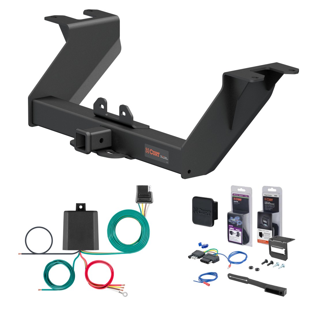 2019 - 2026 GMC Sierra 1500 With factory receiver Curt 2" Class 5 Trailer Tow Hitch + 5-Flat Wiring Kit Tow Boat/Utility Trailer with Surge Brakes 15307 thumbnail 0