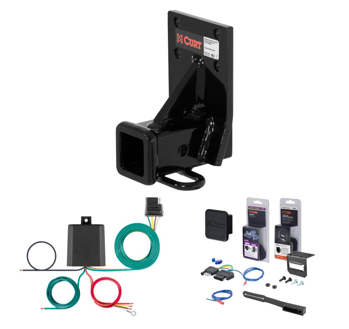1992 - 2000 Mitsubishi Montero Curt 2" Class 3 Trailer Tow Hitch + 5-Flat Wiring Kit Tow Boat/Utility Trailer with Surge Brakes 13091 thumbnail 0