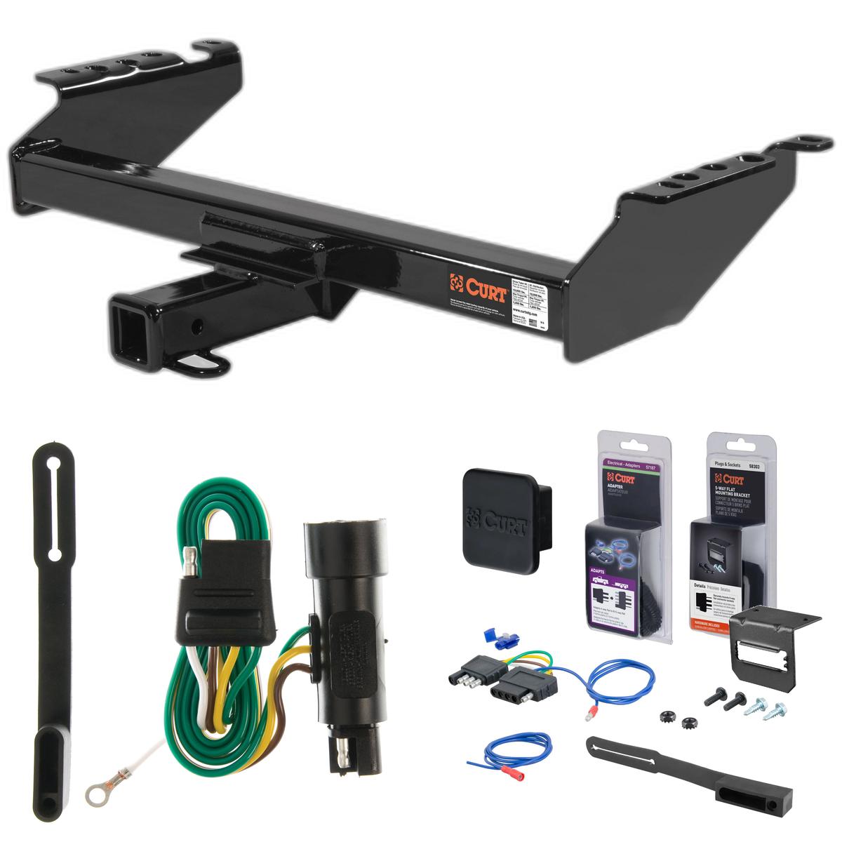 73 - 97 Ford F-150 Excluding 10" drop bumper, old body Curt 2" Class 4 Trailer Tow Hitch + 5-Flat Wiring Kit Tow Boat/Utility Trailer with Surge Brakes 14001 thumbnail 0