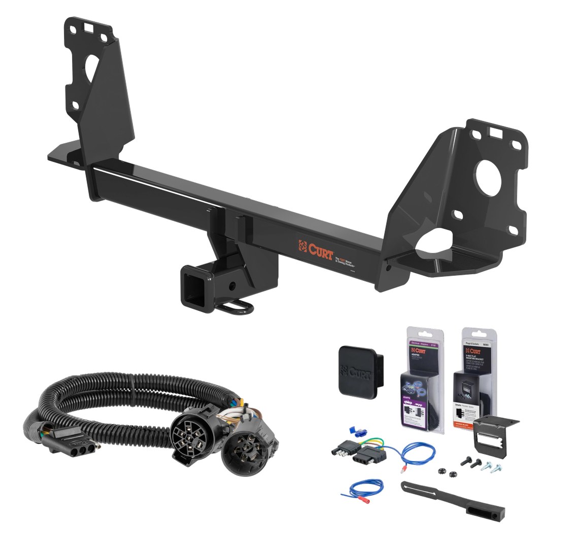 2017 - 2022 Audi Q7 Curt 2" Class 3 Trailer Tow Hitch + 5-Flat Wiring Kit Tow Boat/Utility Trailer with Surge Brakes 13277 thumbnail 0