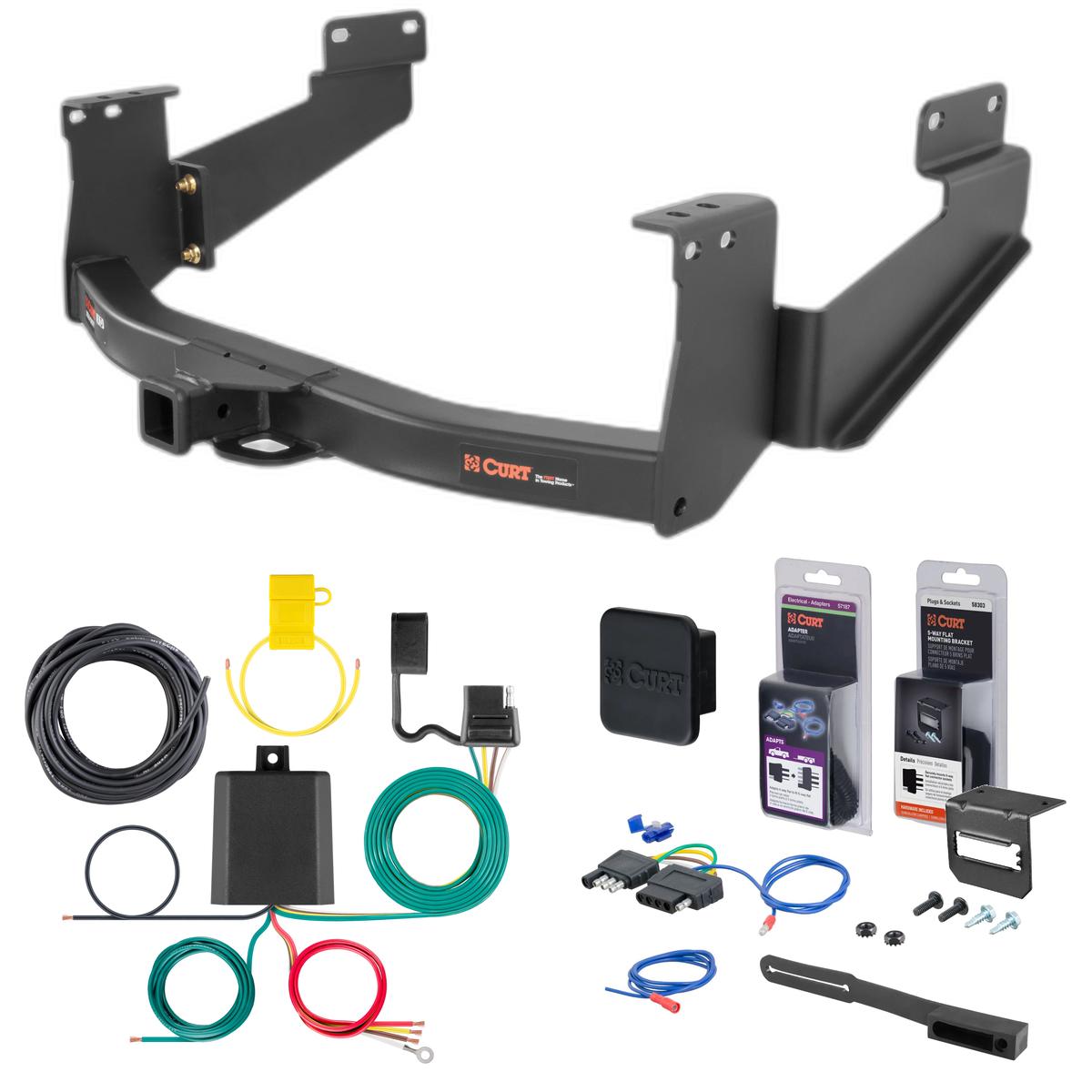 07 - 21 Toyota Tundra Excluding factory receiver Curt 2" Class 5 Trailer Tow Hitch + 5-Flat Wiring Kit Tow Boat/Utility Trailer with Surge Brakes 15398 thumbnail 0