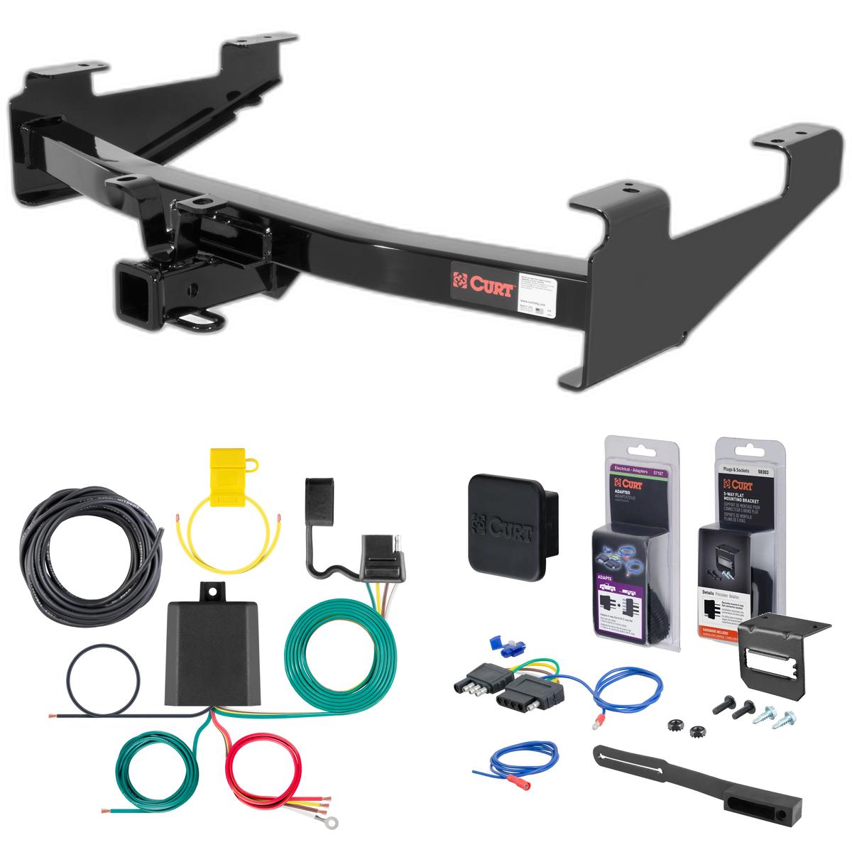 01 - 06 GMC Sierra 3500 8' bed, excluding factory receiver, Tommy Gate lift, 10" drop bumper and cab & chassis Curt 2" Class 3 Trailer Tow Hitch + 5-Flat Wiring Kit Tow Boat/Utility Trailer with Surge Brakes 13208 thumbnail 0