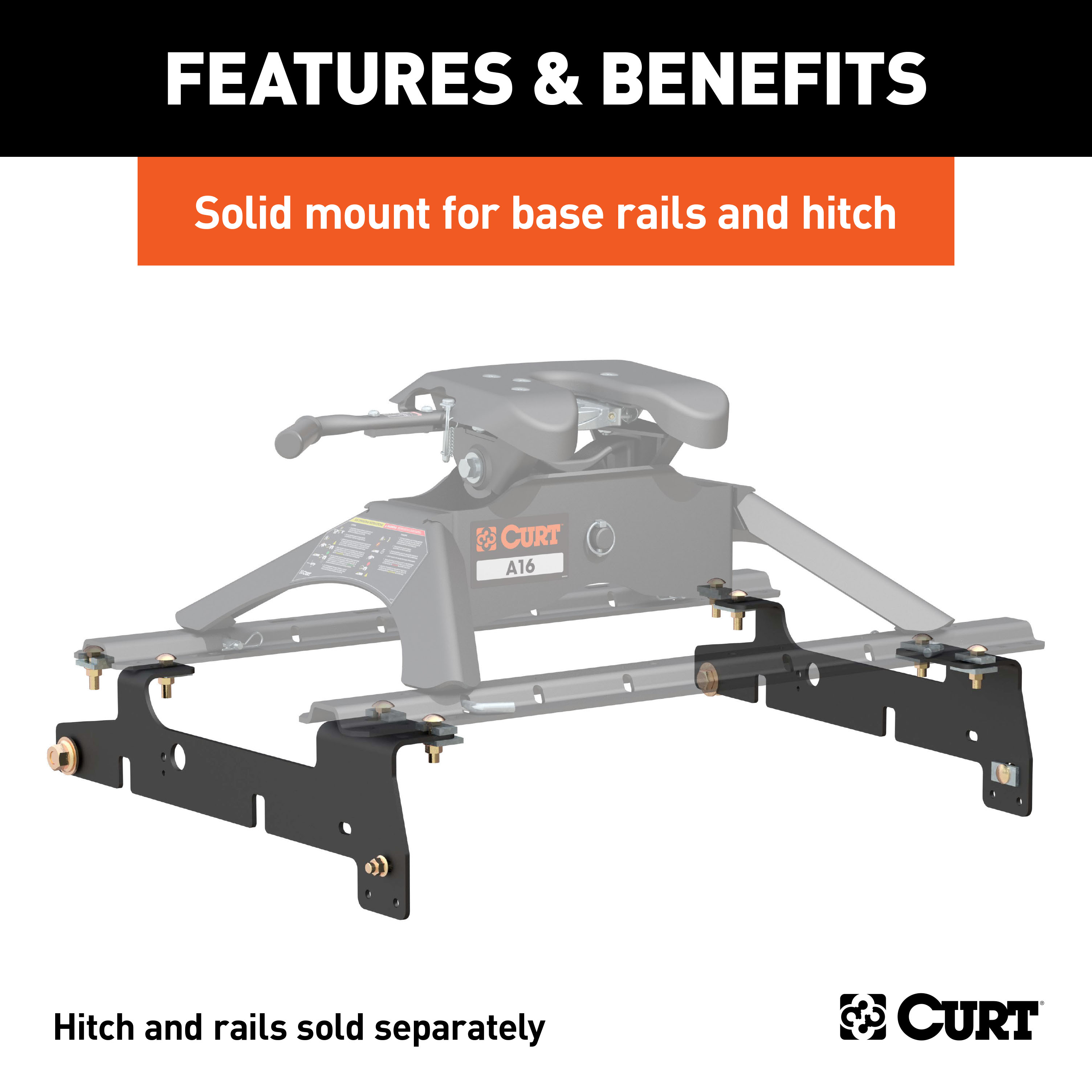 CURT Custom 5th Wheel Brackets, Select Ford F-150, F-250 Fifth Wheel Trailer Hitch Bracket thumbnail 1