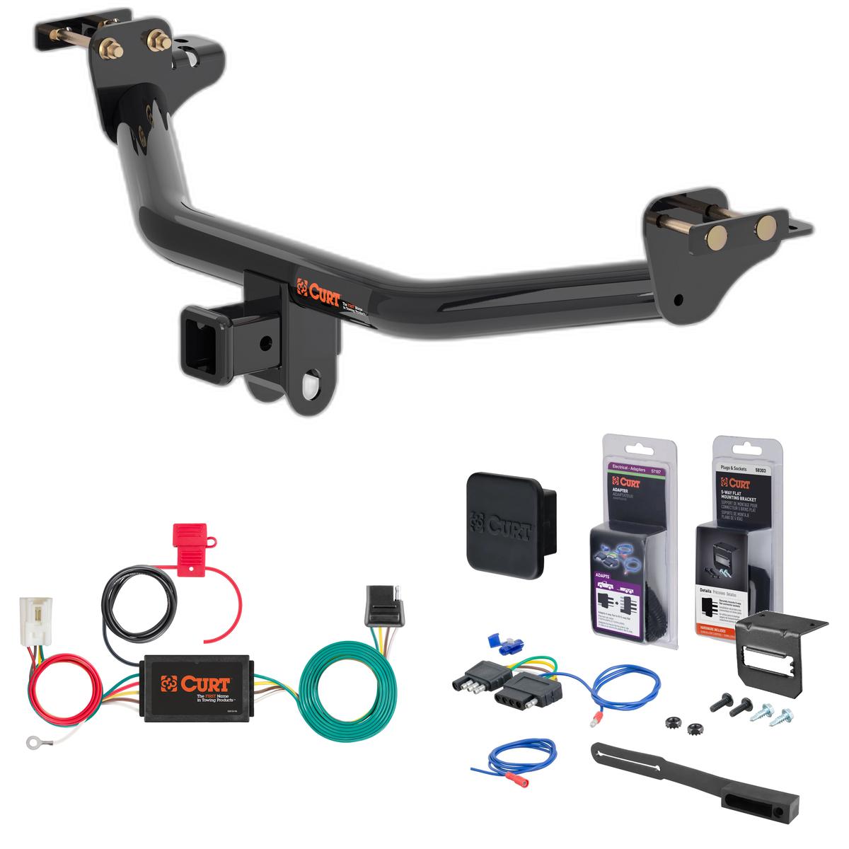 18 - 22 Mitsubishi Outlander Phev Curt 2" Class 3 Trailer Tow Hitch + 5-Flat Wiring Kit Tow Boat/Utility Trailer with Surge Brakes 13398 thumbnail 0