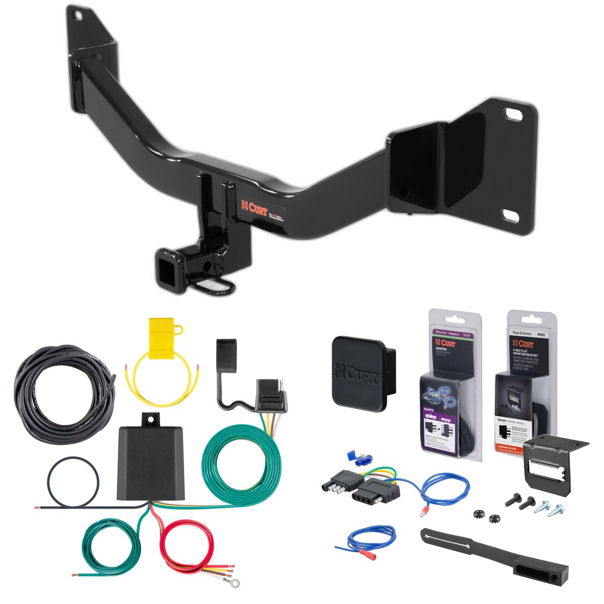 15 - 16 BMW 228i xDrive Curt 1-1/4" Class 1 Trailer Tow Hitch + 5-Flat Wiring Kit Tow Boat/Utility Trailer with Surge Brakes 11367 thumbnail 0