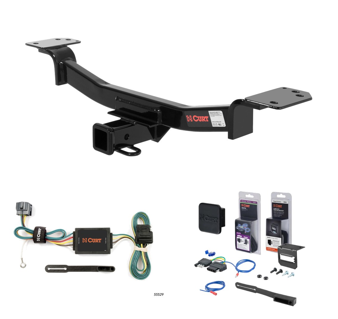 2005 - 2010 Kia Sportage Convertible Curt 2" Class 3 Trailer Tow Hitch + 5-Flat Wiring Kit Tow Boat/Utility Trailer with Surge Brakes 13526 thumbnail 0