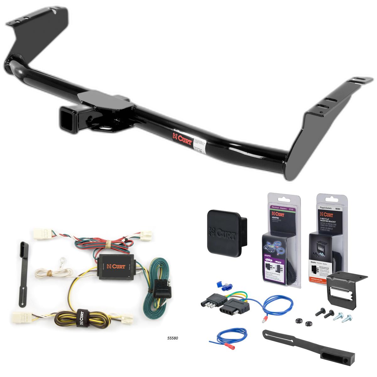 04 - 10 Toyota Sienna Curt 2" Class 3 Trailer Tow Hitch + 5-Flat Wiring Kit Tow Boat/Utility Trailer with Surge Brakes 13105 thumbnail 0