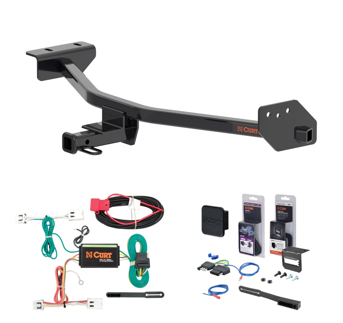 2018 - 2025 Nissan Leaf Curt 1-1/4" Class 1 Trailer Tow Hitch + 5-Flat Wiring Kit Tow Boat/Utility Trailer with Surge Brakes 11648 thumbnail 0