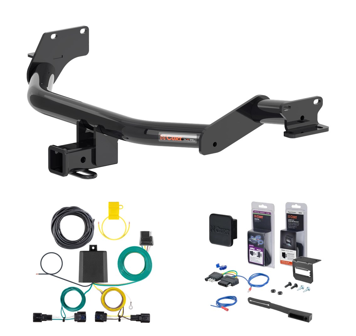 2023 - 2025 Kia Telluride LX or S only Curt 2" Class 3 Trailer Tow Hitch + 5-Flat Wiring Kit Tow Boat/Utility Trailer with Surge Brakes 13420 thumbnail 0