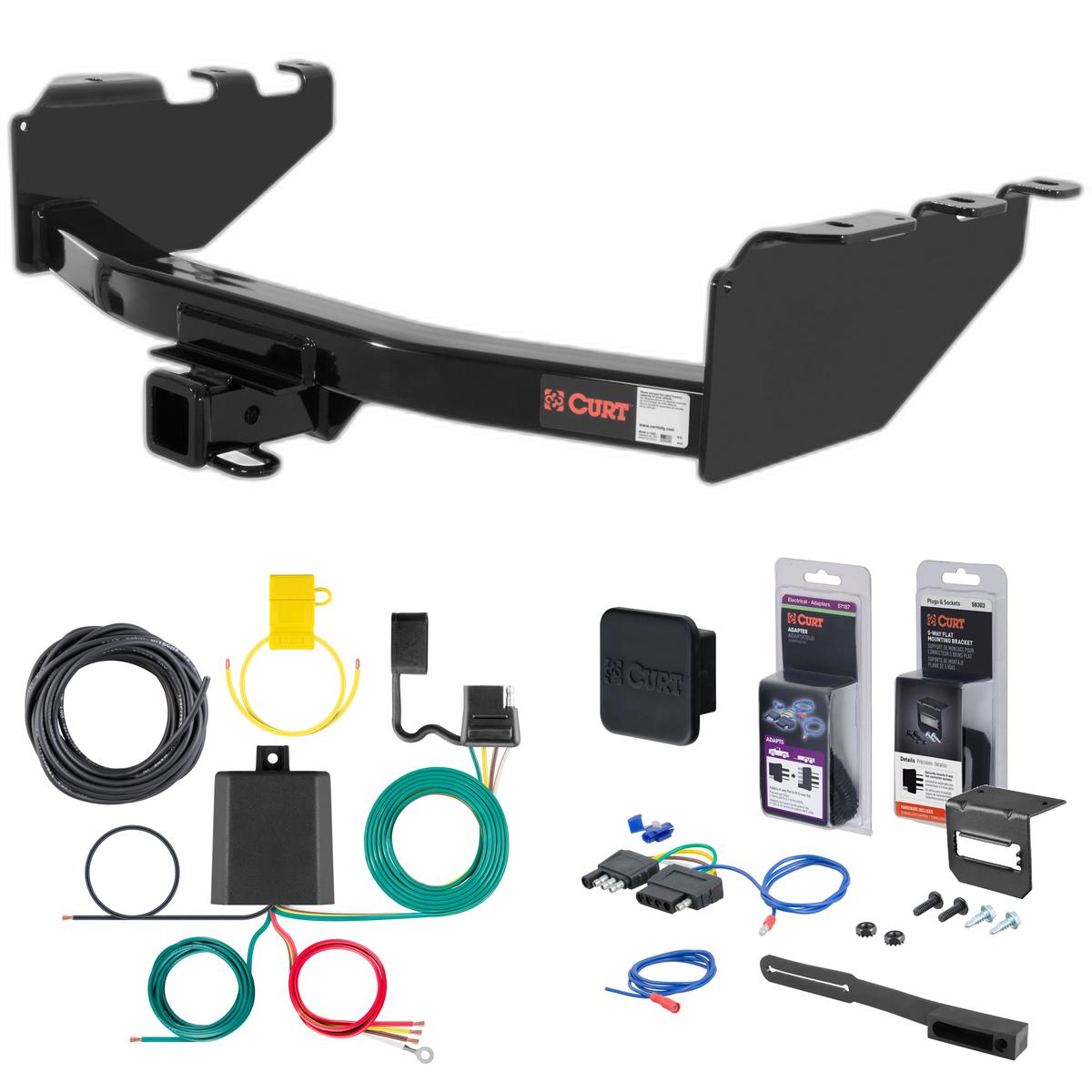 07 - 18 GMC Sierra 1500 Excluding roll pan bumper, Tommy Gate lift or 10" drop bumper Curt 2" Class 4 Trailer Tow Hitch + 5-Flat Wiring Kit Tow Boat/Utility Trailer with Surge Brakes 14301 thumbnail 0