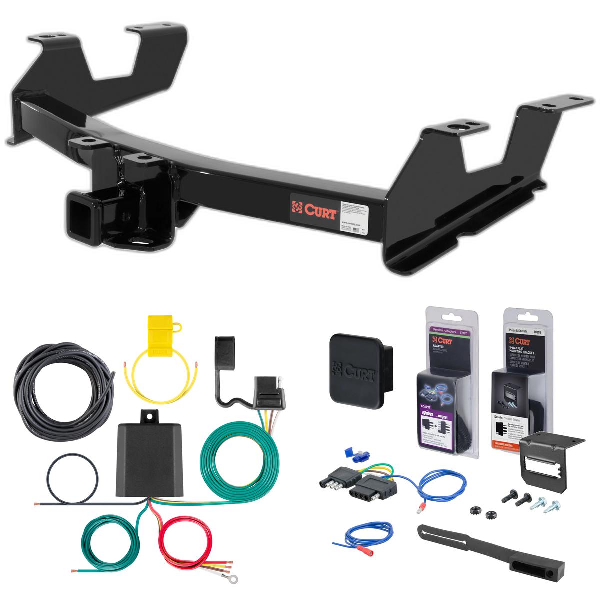 11 - 14 GMC Sierra 3500 HD 6' bed, excluding factory receiver, Tommy Gate lift or cab & chassis Curt 2" Class 3 Trailer Tow Hitch + 5-Flat Wiring Kit Tow Boat/Utility Trailer with Surge Brakes 13062 thumbnail 0