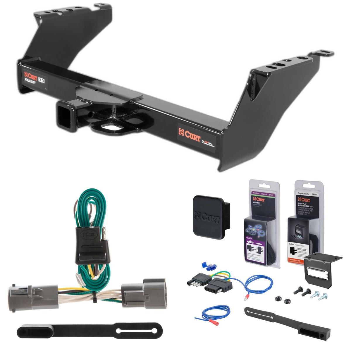 87 - 97 Ford F-350 Old body, excluding with 10" drop bumper Curt 2" Class 5 Trailer Tow Hitch + 5-Flat Wiring Kit Tow Boat/Utility Trailer with Surge Brakes 15300 thumbnail 0