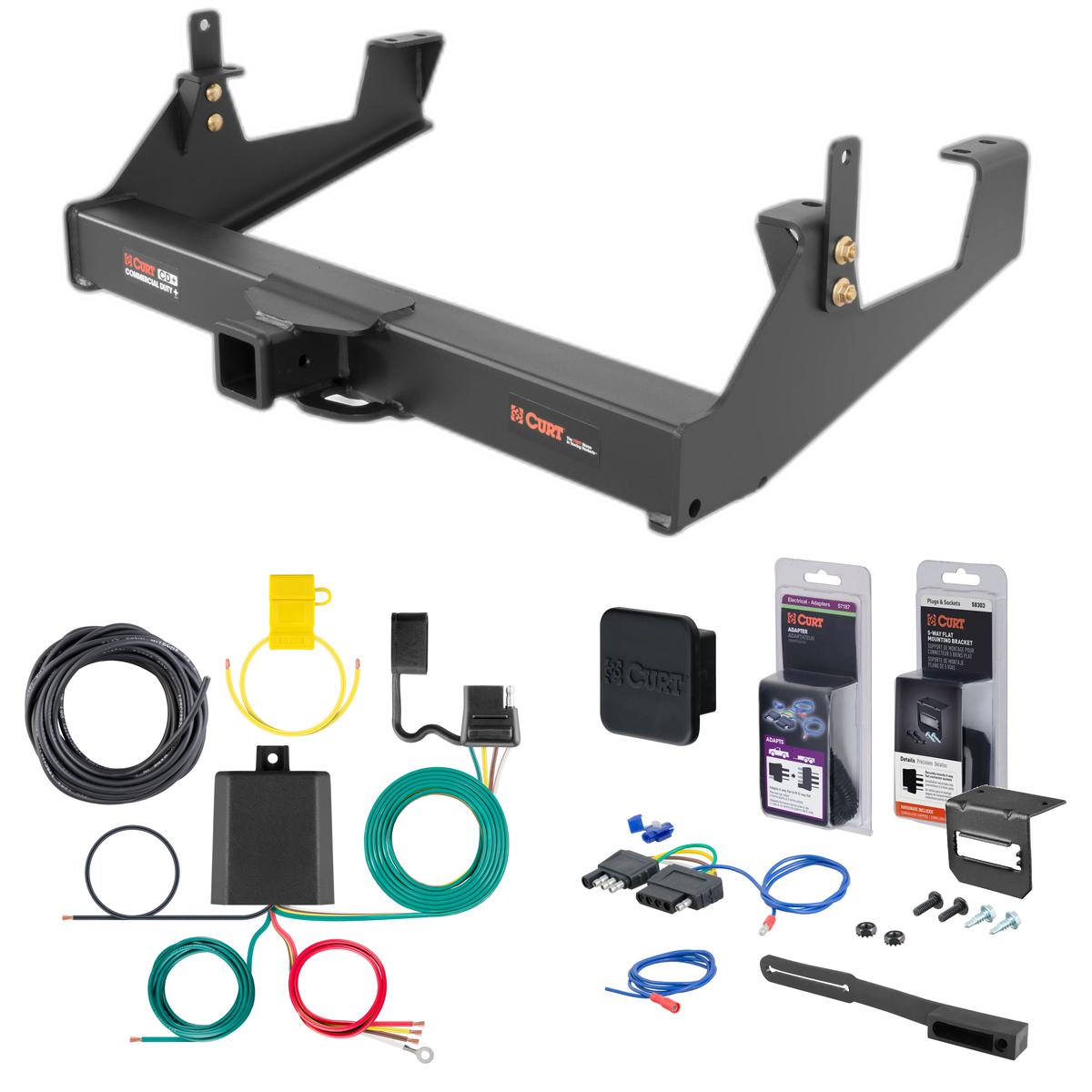 11 - 19 Chevrolet Silverado 2500 HD 8' bed, excluding factory receiver, Tommy Gate lift or cab & chassis Curt 2-1/2" Class 5 Trailer Tow Hitch + 5-Flat Wiring Kit Tow Boat/Utility Trailer with Surge Brakes 15860 thumbnail 0