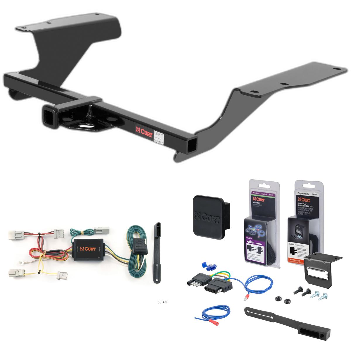 06 - 08 Acura TSX Sedan Curt 1-1/4" Class 1 Trailer Tow Hitch + 5-Flat Wiring Kit Tow Boat/Utility Trailer with Surge Brakes 11455 thumbnail 0